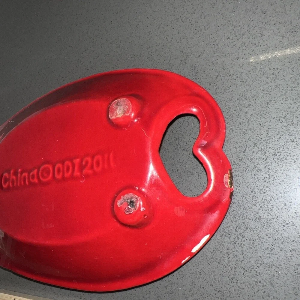 Vintage Cast  Iron Red Spoon Rest Hearts